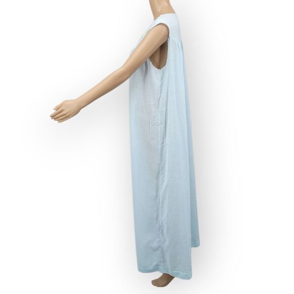 Lily Vintage Light Blue Embroidered Eyelet Yoke Women's Maxi Length Nightgown - Picture 2 of 10